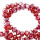 Top Glas Facett Glasschliffperlen 6x4mm rondellen Imperial red-pearl shine coating